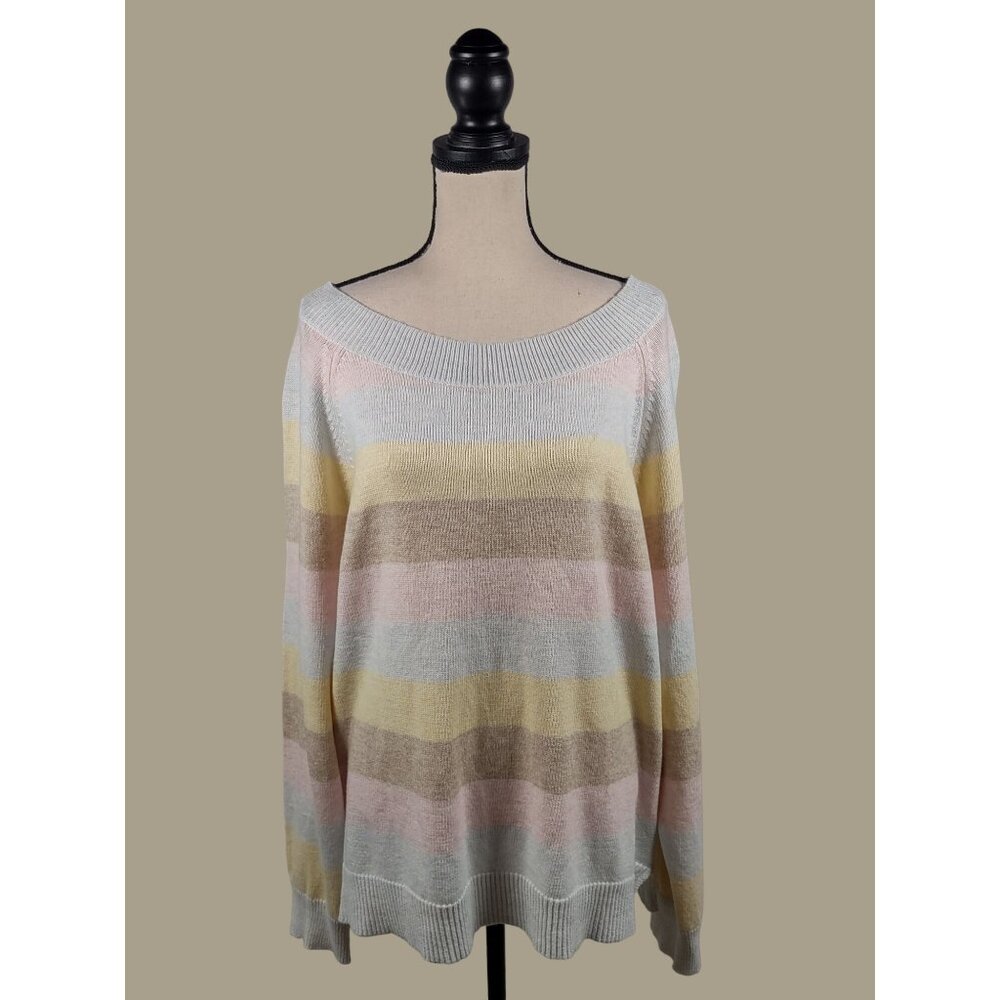 Chaps Pastel Striped Cotton Blend Sweater Size XXL NWT